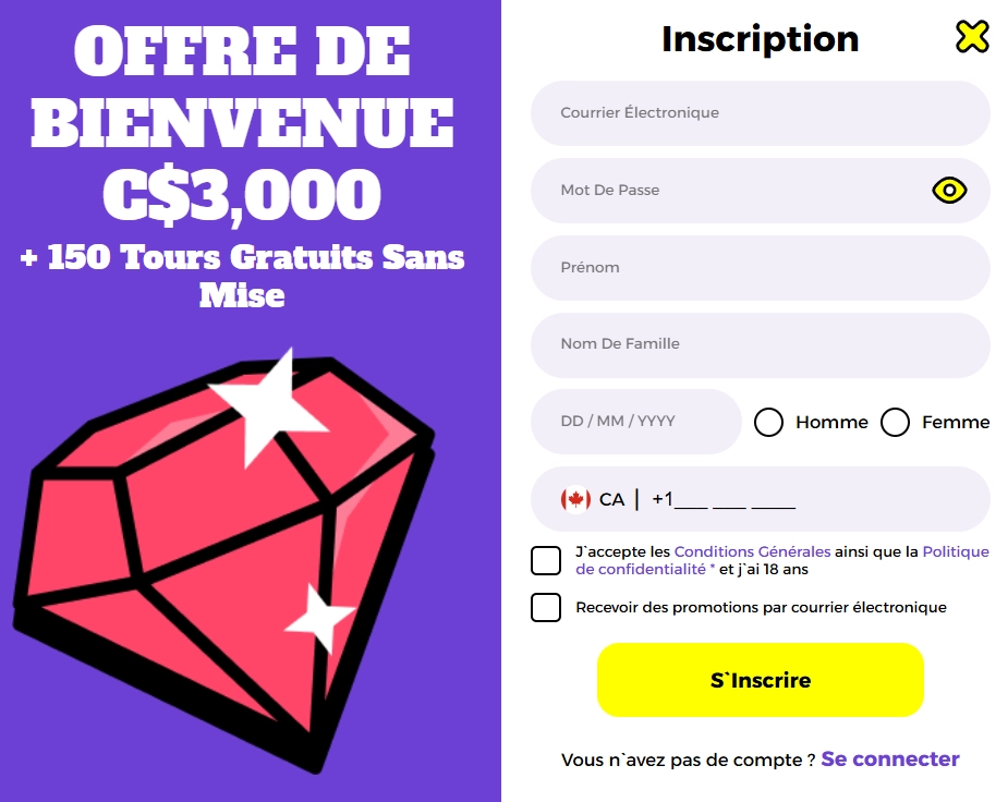 Entrer les informations personnelles